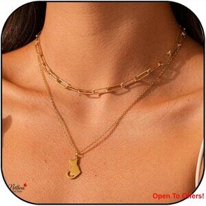 Gold Layered Dragon Paperclip Necklace Brass Jewelry for Women